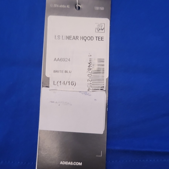 Adidas Boys long sleeve hooded shirt size 14/16 - Picture 2 of 2